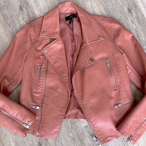 Forever 21 Moto Jacket. Peachy pink. Vegan leather jacket.